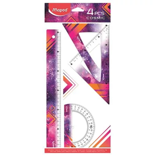 Vonalzókészlet, nagy, műanyag, 4 darabos, MAPED "Cosmic", vegyes színek