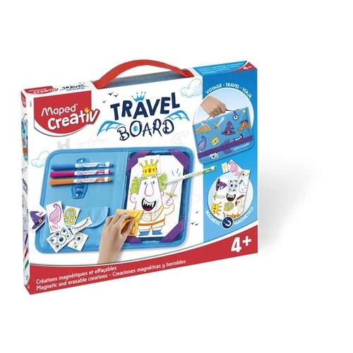 Kreatív készségfejlesztő, fehértábla, mágneses, törölhető, utazótáskával, MAPED CREATIV, "Travel Board", lovagregény