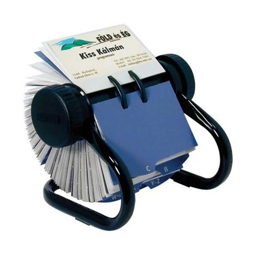 Névjegytartó, 200 db-os, forgó, ROLODEX, fekete