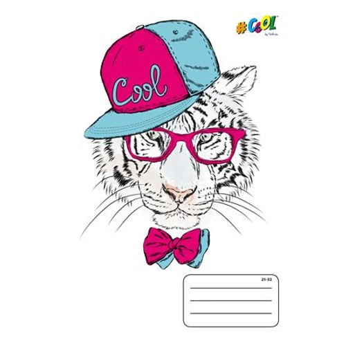 Füzet, tűzött, A5, vonalas, 32 lap, 4-8. osztály, COOL by Victoria , "Funky animals", "21-32"