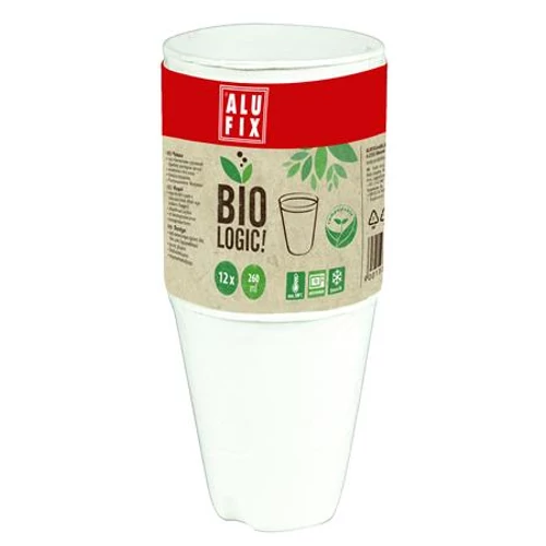 Pohár, 260 ml, 12 db, ALUFIX, "BioLogic"