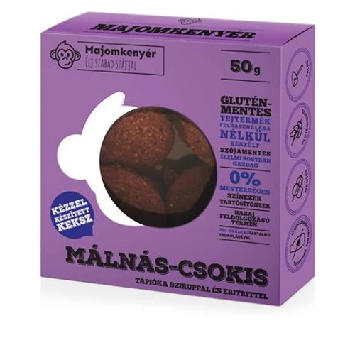 Keksz, paleo, 50 g, MAJOMKENYÉR, málnás-csokis