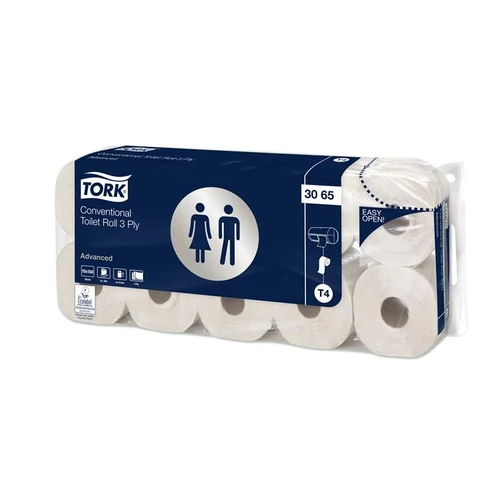 Toalettpapír, T4 rendszer, 3 rétegű, 12, 5 cm átmérő, Advanced, TORK "Soft", fehér