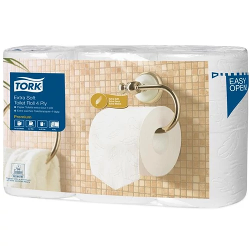 Toalettpapír, T4 rendszer, 4 rétegű, 11,8 cm átmérő, Premium, TORK "Extra Soft", fehér