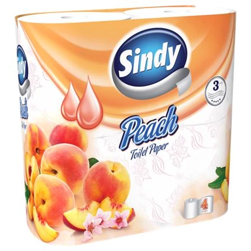 Toalettpapír, 3 rétegű, 4 tekercses, "Sindy", barack