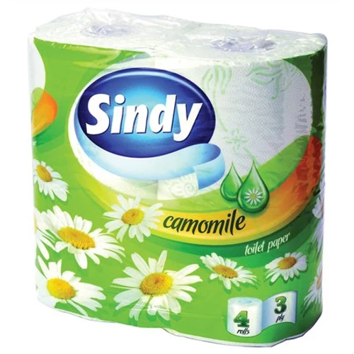 Toalettpapír, 3 rétegű, 4 tekercses, "Sindy", kamilla