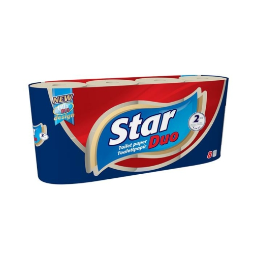 Toalettpapír, 2 rétegű, 8 tekercses, "Star Duo"