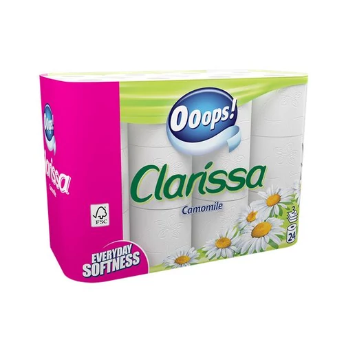 Toalettpapír, 3 rétegű, 24 tekercses, "Ooops Clarissa"