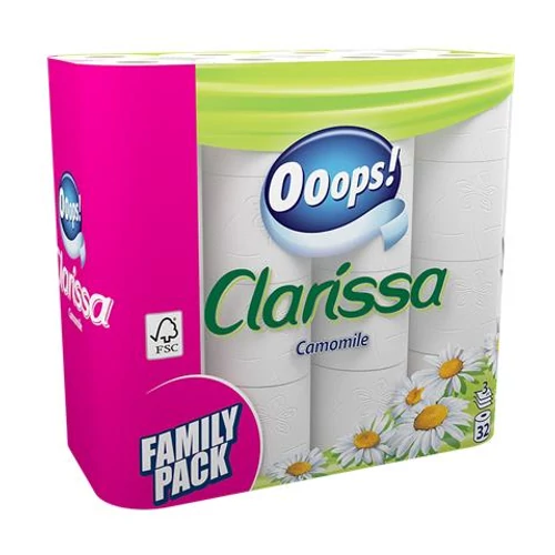 Toalettpapír, 3 rétegű, 32 tekercses, "Ooops Clarissa", kamilla