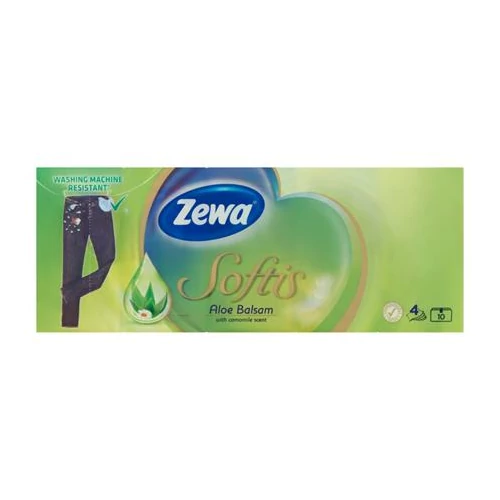 Papír zsebkendő, 4 rétegű, 10x9 db, ZEWA "Softis", aloe balsam