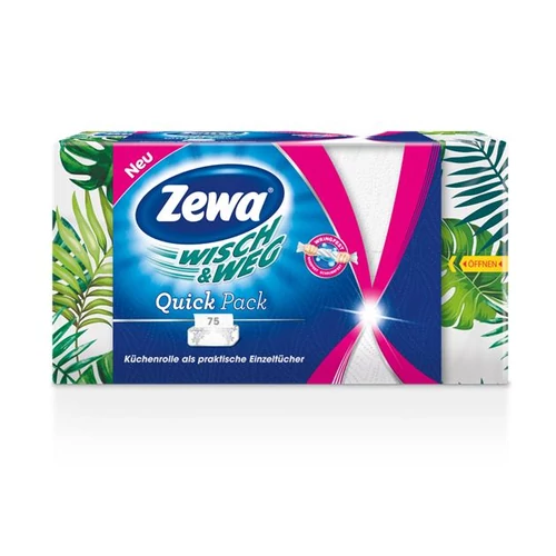 Háztartási papírtörlő, 2 rétegű, 75 lap, ZEWA "Wisch&Weg Quick Pack"
