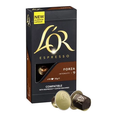 Kávékapszula, 10 db, JACOBS DOUWE EGBERTS "L`OR Forza"