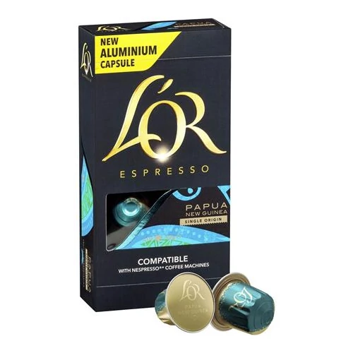 Kávékapszula, 10 db, JACOBS DOUWE EGBERTS "L`OR Pápua Új-Guinea"