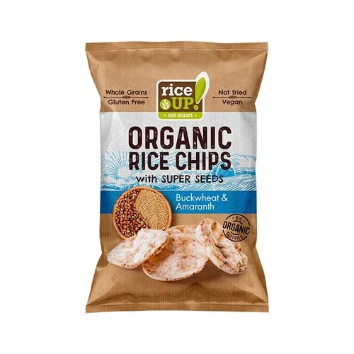 Barnarizs chips, 25 g, RICE UP "Bio", hajdinával és amaránttal