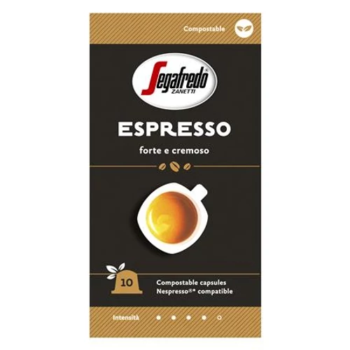 Kávékapszula, 10 db, SEGAFREDO Espresso  - Nespresso® kompatibilis ökológiailag lebomló kapszula