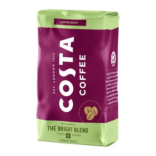 Kávé, közepes pörkölésű, szemes, 1000 g, COSTA "The Bright Blend"