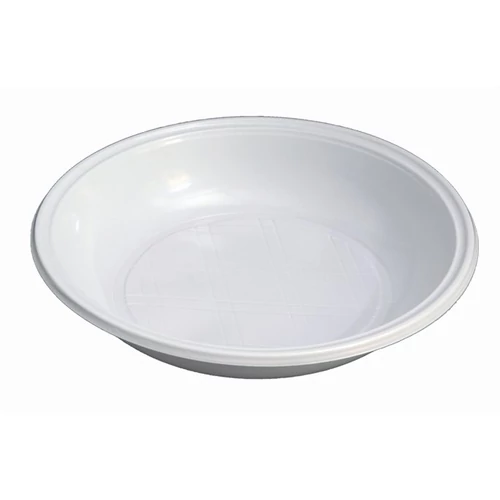 Műanyag tányér, mély, mikrózható, 21 cm átmérő, fehér