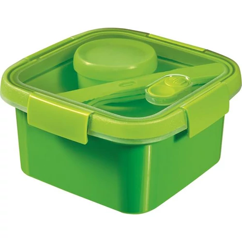 Ételtartó, evőeszközzel, 1l, CURVER, "Smart to go", zöld
