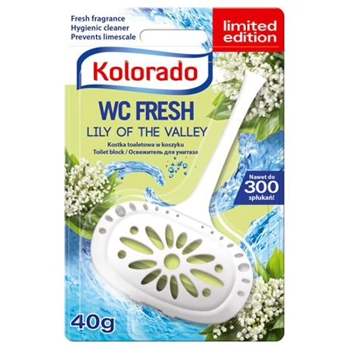 WC tisztító blokk, 40 g, "Kolorado", gyöngyvirág
