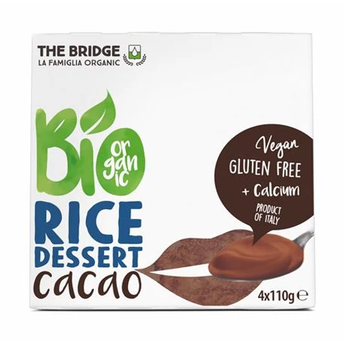 Növényi desszert, bio, 4x110 g, THE BRIDGE, rizs, kakaós
