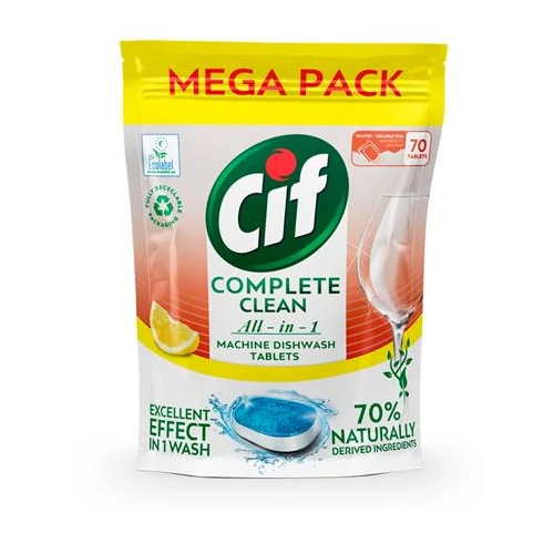 Mosogatógéptabletta, 70 db, CIF "Complete Clean All-in-One", citrom