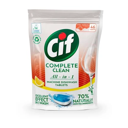 Mosogatógéptabletta, 46 db, CIF "Complete Clean All-in-One", citrom