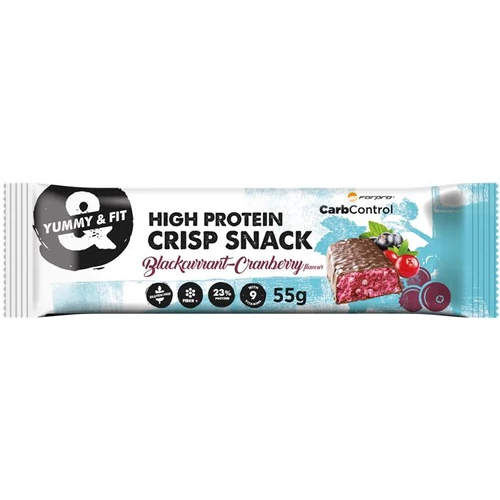 Fehérjeszelet, gluténmentes, 55 g, FORPRO "High Protein Crisp Snack", feketeribizli-áfonya