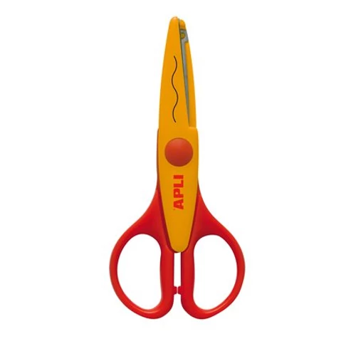 Olló, hullámos, 13 cm, APLI, narancssárga