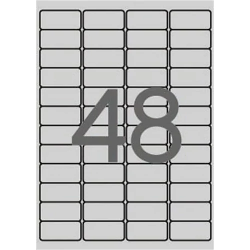 Etikett, 45,7x21,2 mm, poliészter, időjárásálló, kerekített sarkú, APLI, ezüst, 4800 etikett/csomag