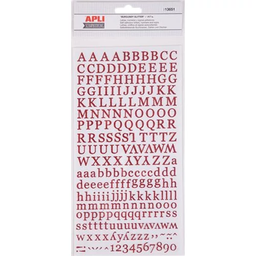 Matrica, ABC, csillogó, APLI, piros