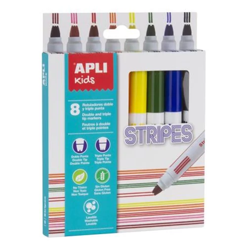 Filctoll készlet, csíkok, APLI "Stripes", 8 különböző szín