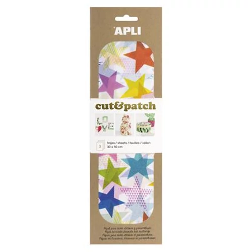 Decoupage papír, 300×500 mm, APLI "Cut&patch", csillag minta