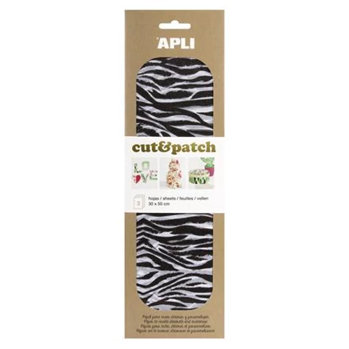 Decoupage papír, 300×500 mm, APLI "Cut&patch", zebra minta