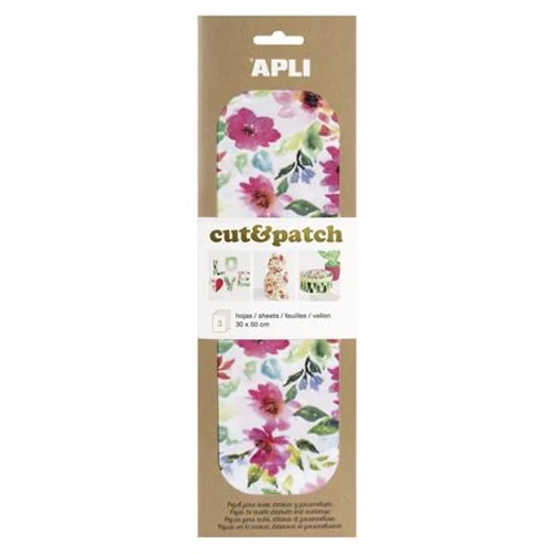 Decoupage papír, 300×500 mm, APLI "Cut&patch", virág minta