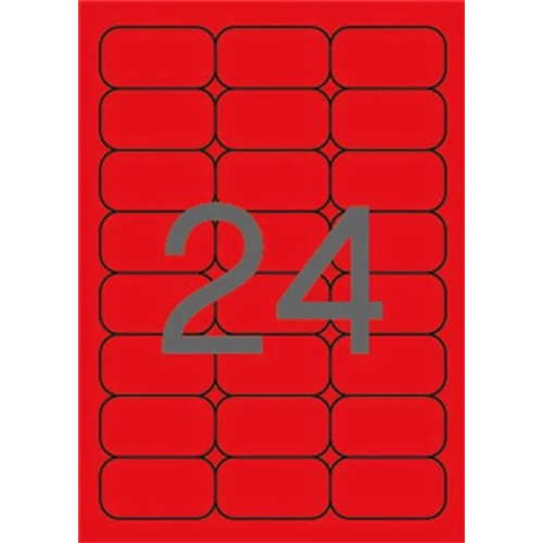 Etikett, 64x33,9 mm, színes, kerekített sarkú, APLI, neon piros, 480 etikett/csomag