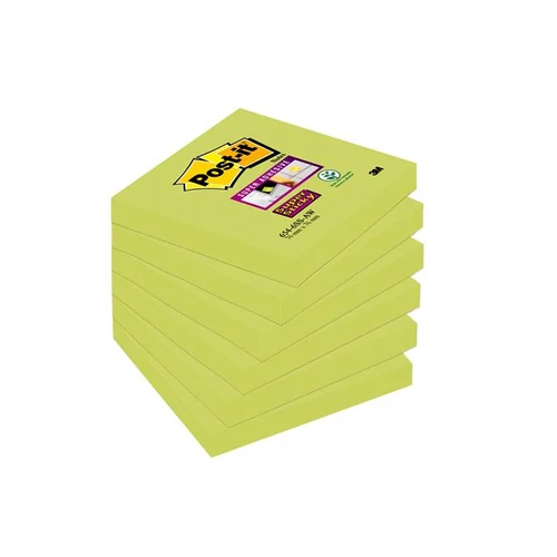 Öntapadó jegyzettömb, 76x76 mm, 90 lap, 3M POSTIT "Super Sticky", zöld és árnyalatai