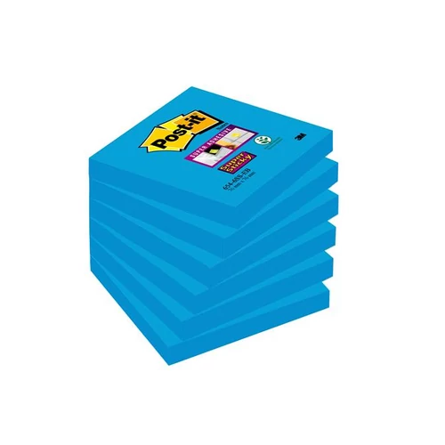 Öntapadó jegyzettömb, 76x76 mm, 90 lap, 3M POSTIT "Super Sticky", kék