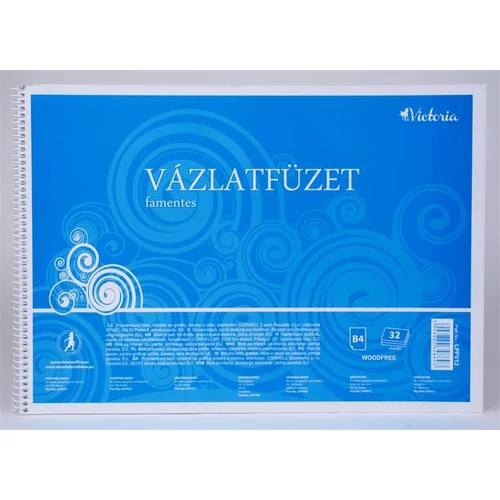 Vázlatfüzet, famentes, B4, spirál, 32 lap, VICTORIA