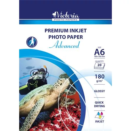 Fotópapír, tintasugaras, A6, 180 g, fényes, VICTORIA "Advanced"