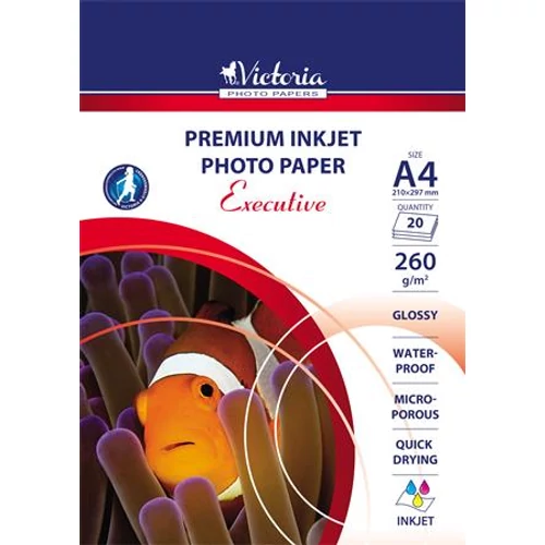 Fotópapír, tintasugaras, A4, 260 g, magasfényű, VICTORIA "Executive"