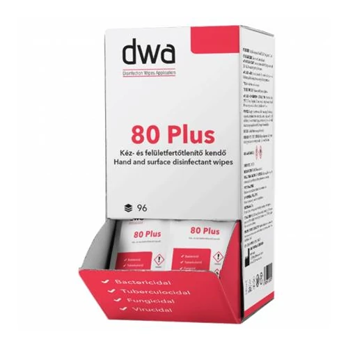 Fertőtlenítő kendő, 96 db, egyenként csomagolt, dobozban "DWA 80 Plus"
