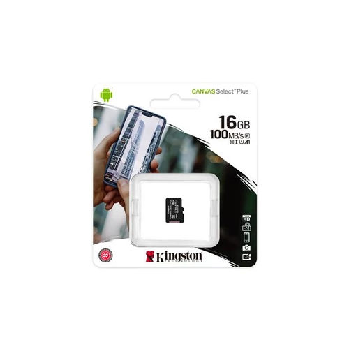 Memóriakártya, microSDHC, 16GB, CL10/U1/A1, KINGSTON "Canvas Select Plus "