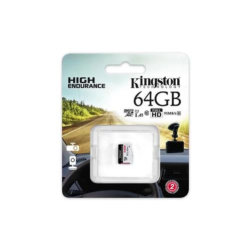 Memóriakártya, microSDXC, 64GB, CL10/U1, A1, 95/30 MB/s, KINGSTON "Endurance"