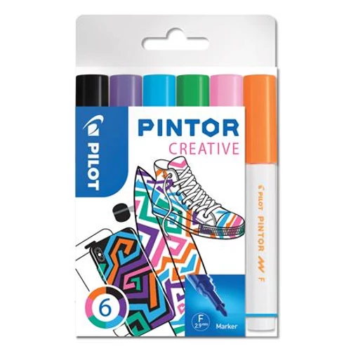 Dekormarker készlet, 1 mm, PILOT "Pintor F" 6 különböző divatszín