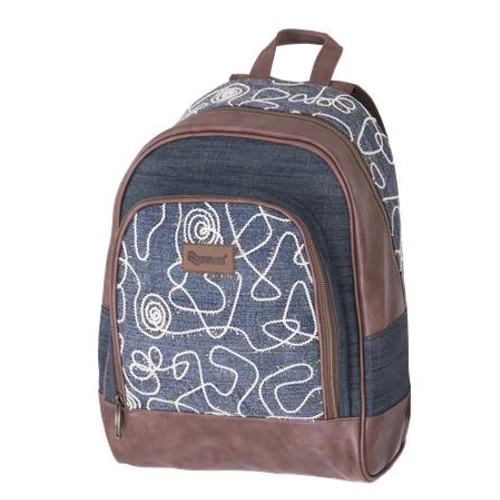 Hátizsák, PULSE "Jeans Glossy", kék-brown