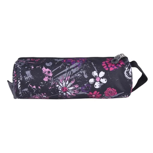Tolltartó, cipzáras, PULSE"Teens Black Flower", rózsaszín-fekete