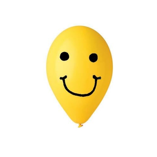 Léggömb, 30 cm, smiley, sárga