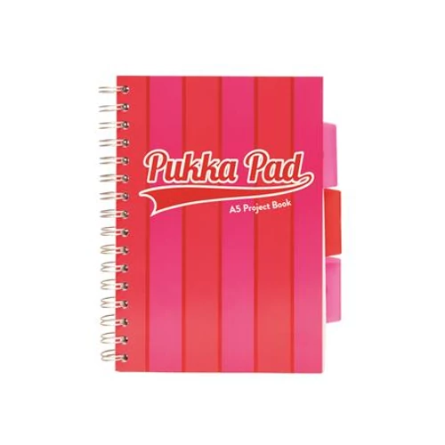 Spirálfüzet, A5, vonalas, 100 lap, PUKKA PAD "Vogue poject book", rózsaszín