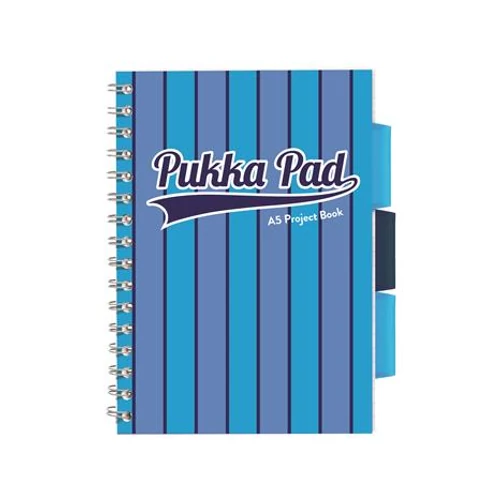Spirálfüzet, A5, vonalas, 100 lap, PUKKA PAD "Vogue project book", kék