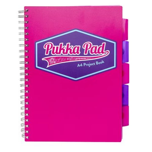 Spirálfüzet, A4, vonalas, 100 lap, PUKKA PAD "Vision project book", rózsaszín